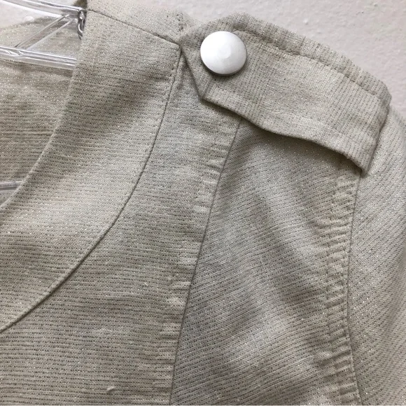 Liz Claiborne W Size PM Cream/Silver Long Sleeve Scoop Neck Short Jacket. - Picture 3 of 8